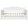 Twin Wooden Daybed with Trundle Bed, Sofa Bed for Bedroom Living Room,White