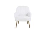 Modern Soft White Teddy fabric Ivory Ergonomics Accent Chair Living Room Chair Bedroom Chair Home Chair With Gold Legs And Adjustable Legs For Indoor