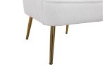 Modern Soft White Teddy fabric Ivory Ergonomics Accent Chair Living Room Chair Bedroom Chair Home Chair With Gold Legs And Adjustable Legs For Indoor